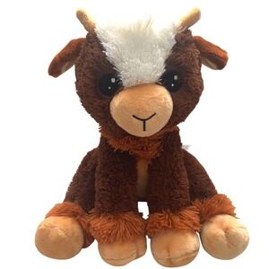 Fiesta Brown White Goat Plush 16" Big Eyes Horns Farm Stuffed Animal